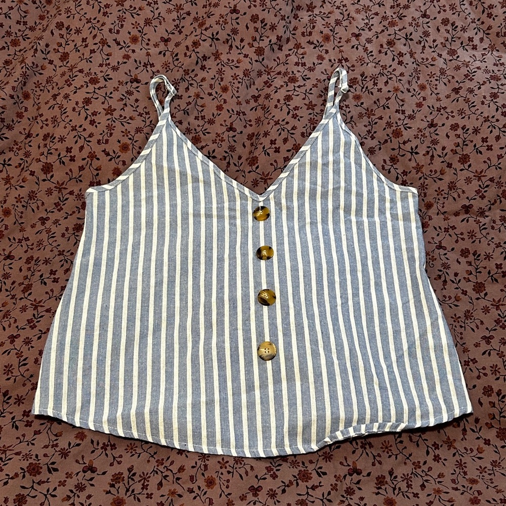 Striped Button-Down Camisole Top